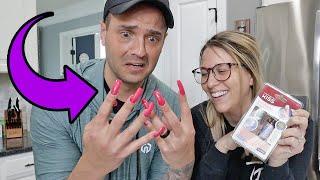 HUSBAND WEARS ACRYLIC NAILS! *Hilarious*