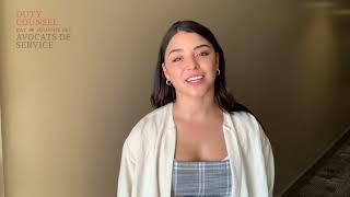 A message from CBC Diggstown's Nicole Muñoz on Duty Counsel Day