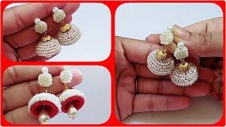 How To Make Silk Thread  Pearl Earrings//Pearl Jumkas