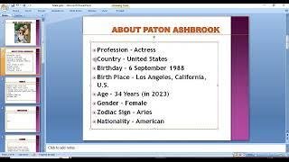 Biography of Paton Ashbrook, Birthday, Age, Career, Family, Love Affair and many more.