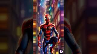 a Spider-Man in front of a colorful background