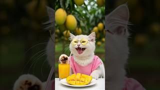 HUNGRY CATS CLIMBS TREE for Mango Snack!  
