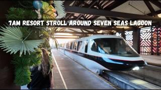 7am Holiday Stroll Around Seven Seas Lagoon~ Polynesian, Grand Floridian & Contemporary Resorts #4k