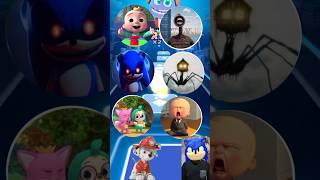 Cocomelon, Siren Head, Sonic Exe, House Head, Pinkfong, Baby Boss Tiles Hop 115