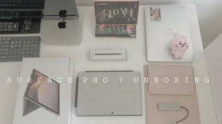 an aesthetic microsoft surface pro 7 unboxing + accessories