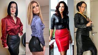 Stunning Most Popular Leather Skirt Design Ideas for Women  / Leather dress for Women