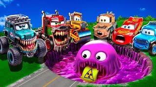 ZOMBIE Pit Transform In Beast Lightning McQueen & Big & Small Pixar Cars! Beam.NG Drive!