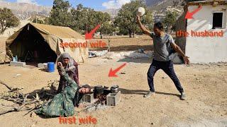 The brutal act of the mad second wife of Iblis to burn the first wife.   Husband's support