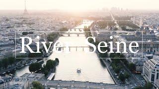 Drone River Seine, Paris, France, 4k.