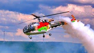 FLIGHT AND AUTOROTATION CRASH LANDING WITH SA-319 ALOUETTE 3 HUGE RC SCALE MODEL TURBINE HELICOPTER