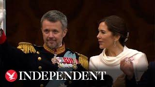 Denmark's King Frederik appears emotional as he is sworn in as new monarch