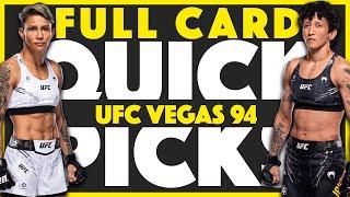 UFC Vegas 94 QUICK PICKS | FULL CARD PREDICTIONS | Amanda vs Virna | Jacob's Picks