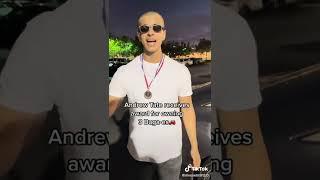 Andrew Tate receives award for owning 3 Bugattis
