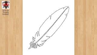 Easy Feather Drawing Tutorial | How to Draw a Feather Pencil Sketch Step by Step Outline Art