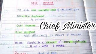 Chief Minister || lec.49 || Handwritten notes || Indian Polity ||