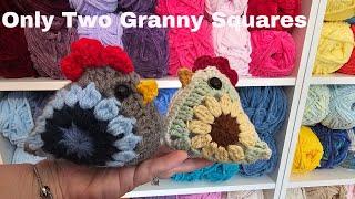 Super Cute Granny Square Chicken. Start To Finish Tutorial Using Two Daisy Granny Squares.