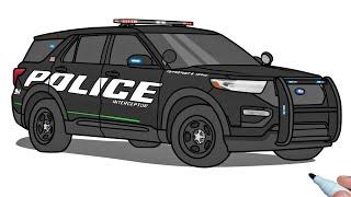 How to draw a FORD EXPLORER 2021 POLICE INTERCEPTOR step by step | Drawing Ford SUV car