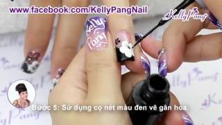 Học nail - Vẽ cọ nét Trắng đen nền nã | KellyPang Nail