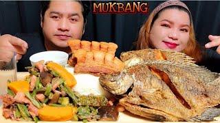 Lechon Kawali, Fried Tilapia, Pakbet | Real Mukbang | MUKBANG PHILIPPINES | Alex & Sha