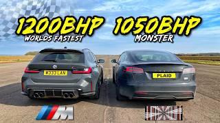 WORLDS FASTEST M3 TOURING vs TESLA MODEL S PLAID: DRAG RACE