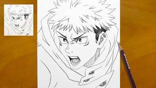 How to Draw Yuji Itadori from Jujutsu Kaisen | Step-by-Step Anime Sketch Process