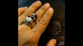 Scar skull ring 925 silver mens rings SSJ140 - MENSSKULL