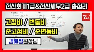 전산회계1급 요약정리 / 전산세무2급 요약정리 (원가회계/원가행태/고정비/변동비/준고정비/준변동비/혼합원가) 김해성원장님