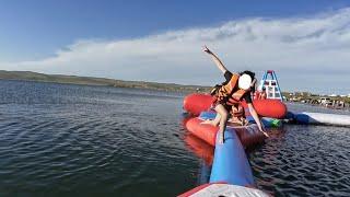 Ugiinuur inflatable water park Mongolia - Fun walk