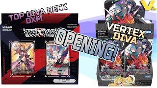 WIXOSS Top Diva Deck DXM and Vertex Diva booster box opening!