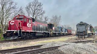 GE Locomotive Comes Back To Life!  Needed With 2 More Locomotives On LONG Train! Short Line Railroad