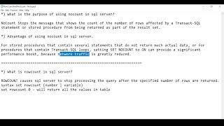 NOCOUNT AND ROWCOUNT in sql server