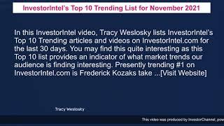 InvestorIntel’s Top 10 Trending List for November 2021