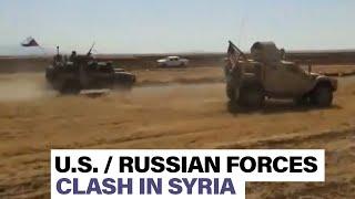 Watch video of violent confrontation between U.S. and Russian troops in Syria.