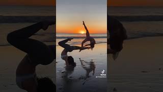 Flips and yoga on the beach with Britt Hertz  #yogashorts #beachyoga #flips