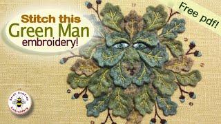 Free design to stitch this Green Man in felt and embroidery stitches!