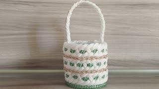 Корзина из бельевой веревки своими руками/DIY clothesline basket