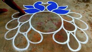 2024 New year rangoli designsPeacock rangoli designsmargazhi color kolam easySuper colour rangoli