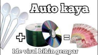 Waw cuman modal sendok plastik dan kaset CD bekas bisa bikin vas bunga secantik ini !