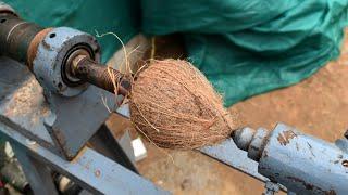 Woodturning - Coconut Transformation Impossible art !!