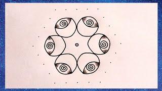kolam designs with dots/ dot kolam simple/ pulli kolam in tamil/ flower kolam with dots/ poo kolam