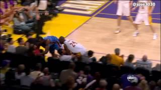 Serge Ibaka & Kobe Bryant Dive Into Stands - Thunder @ Lakers 4/22/2012