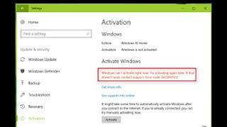 Fix : Windows 10 Activation Fail Error 0x803f7001, 0xC004F074, 0x8007007B