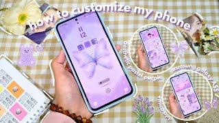 how to customize my phone (Samsung)  | step-by-step + mico app, aesthetic pastel purple theme🪻