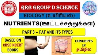 NUTRIENTS(ஊட்டச்சத்துக்கள்)/FAT/BIOLOGY/RRB GROUP D & NTPC & SSC SCIENCE IN TAMIL