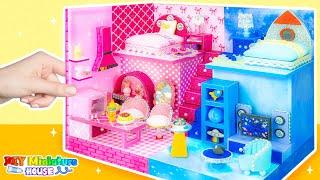 Make Pink Girl vs Boy Blue Room With 2 Bedroom, Kitchen Room, Playing Room️ DIY Miniature House