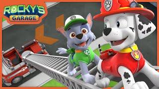 Rocky Adds a Long Ladder to Marshall's Firetruck - Rocky's Garage - PAW Patrol Cartoons for Kids