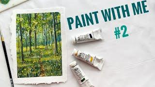 PAINT WITH ME #2- PAINTING A SPRING PATH BY WINSOR AND NEWTON GOUACHE- PAINT FROM MY OWN PHOTO