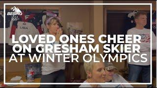 Family and friends cheer on Gresham's Luke Winters at Winter Olympics