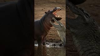 하마 VS 악어 ... 승자는? #하마 #악어 #결투 Hippo vs crocodile... Who's the winner? #Hama #Crocodile #Duel