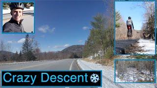 Road Bike Descent in White Mountains on Snowy Kancamangus Highway